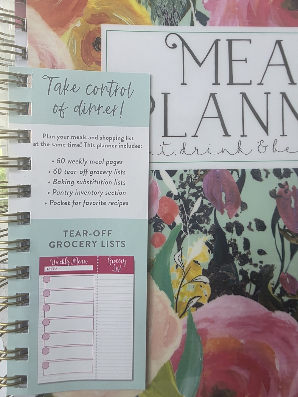 Meal Planner Notebook by Carrie Elle  - Floral Pink & Green - Picture 3 of 16